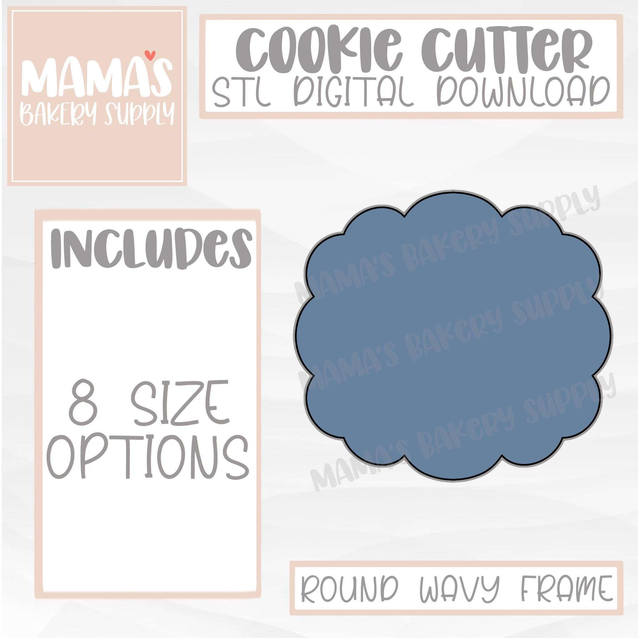 Round Wavy Frame Plaque Cookie Cutter STL File Digital Download