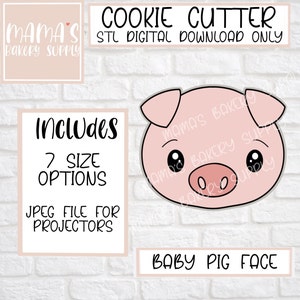 Baby Pig Face Cookie Cutter STL File Digitial Download