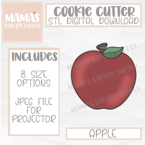 Apple Cookie Cutter STL File Digital Download