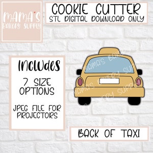 Back of Taxi Cookie Cutter STL File Digital Download