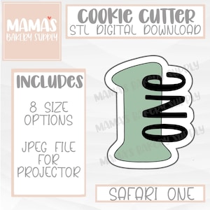 Safari Number One - 1 - Cookie Cutter STL File Digital Download
