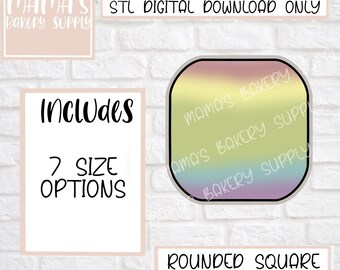 Rounded Square Plaque Cookie Cutter STL File Digital Download