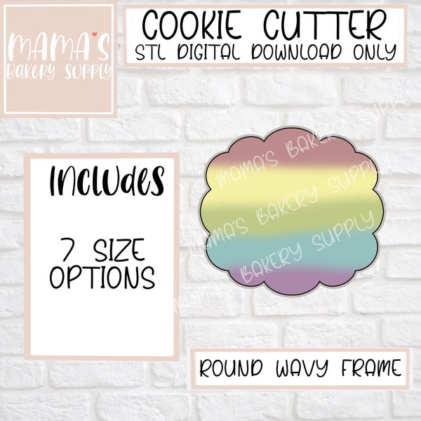 Round Wavy Frame Plaque Cookie Cutter STL File Digital Download