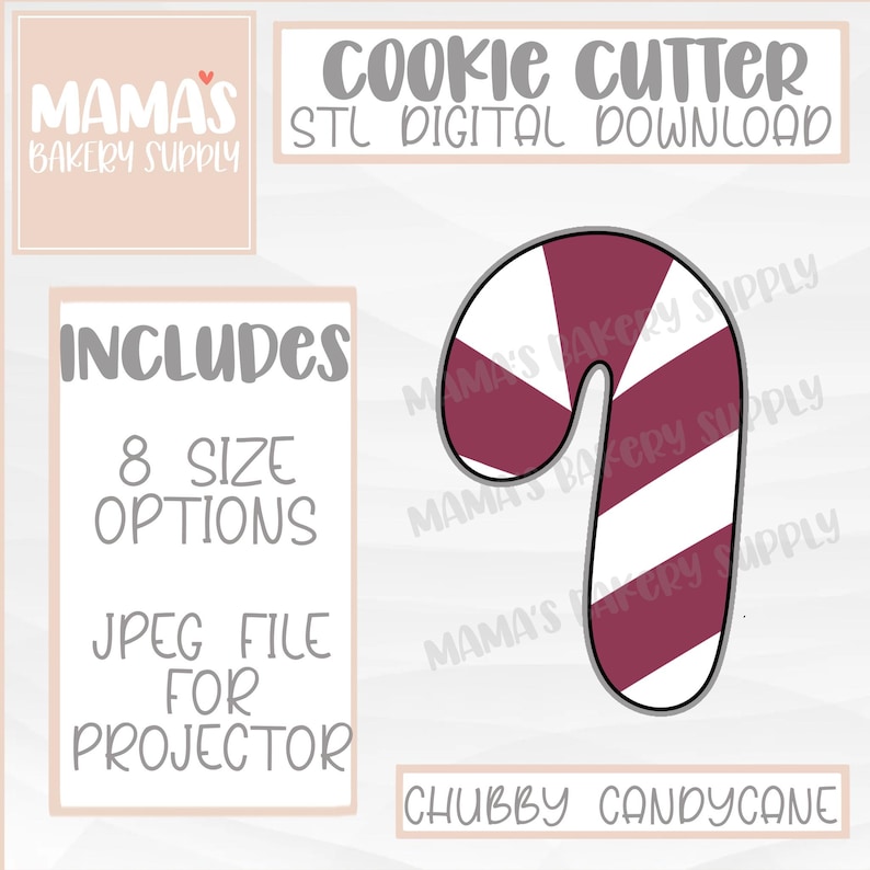 Chubby Candy Cane Cookie Cutter STL File Digital Download - Etsy