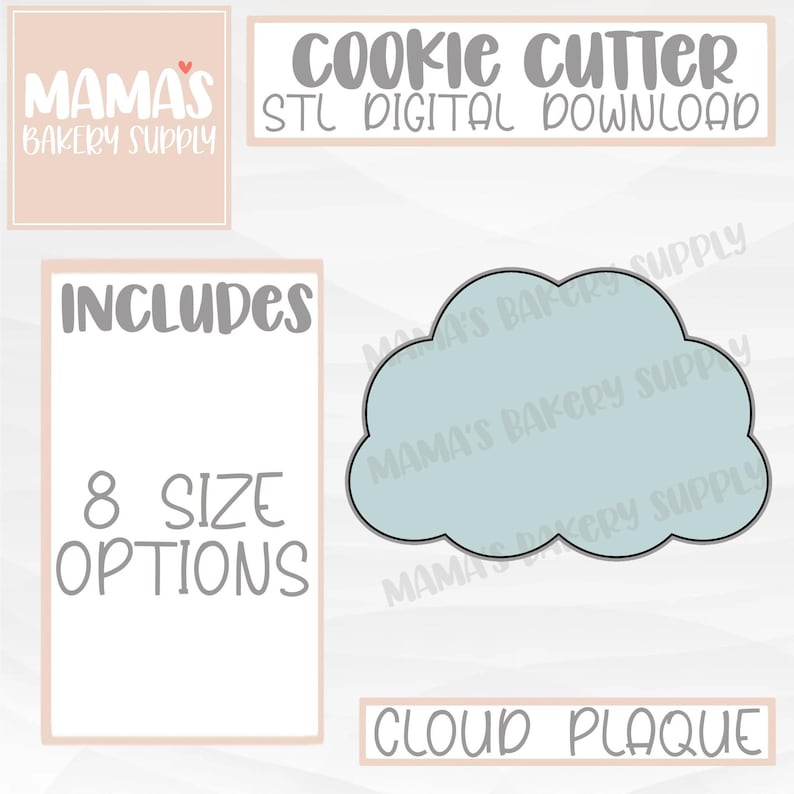 Cloud Plaque Cookie Cutter STL File Digital Download - Etsy