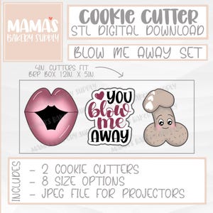 Blow Me Away Valentines Cookie Cutter Set STL File Digital Download