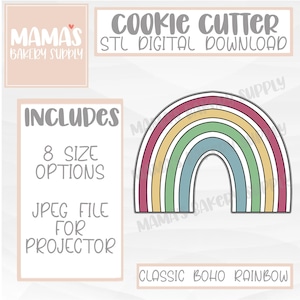 Classic Boho Rainbow Cookie Cutter STL File Digital Download
