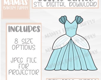 Princess Dress Cookie Cutter STL File Digital Download