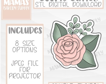 Simple Floral Rose Cookie Cutter STL File Digital Download