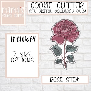 Rose Stem Cookie Cutter STL File Digital Download