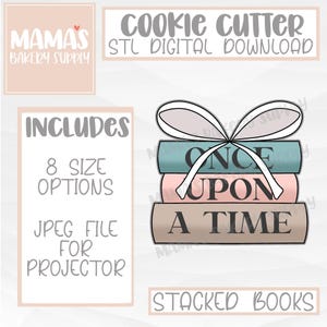 Stacked Books with Bow Cookie Cutter STL File Digital Download