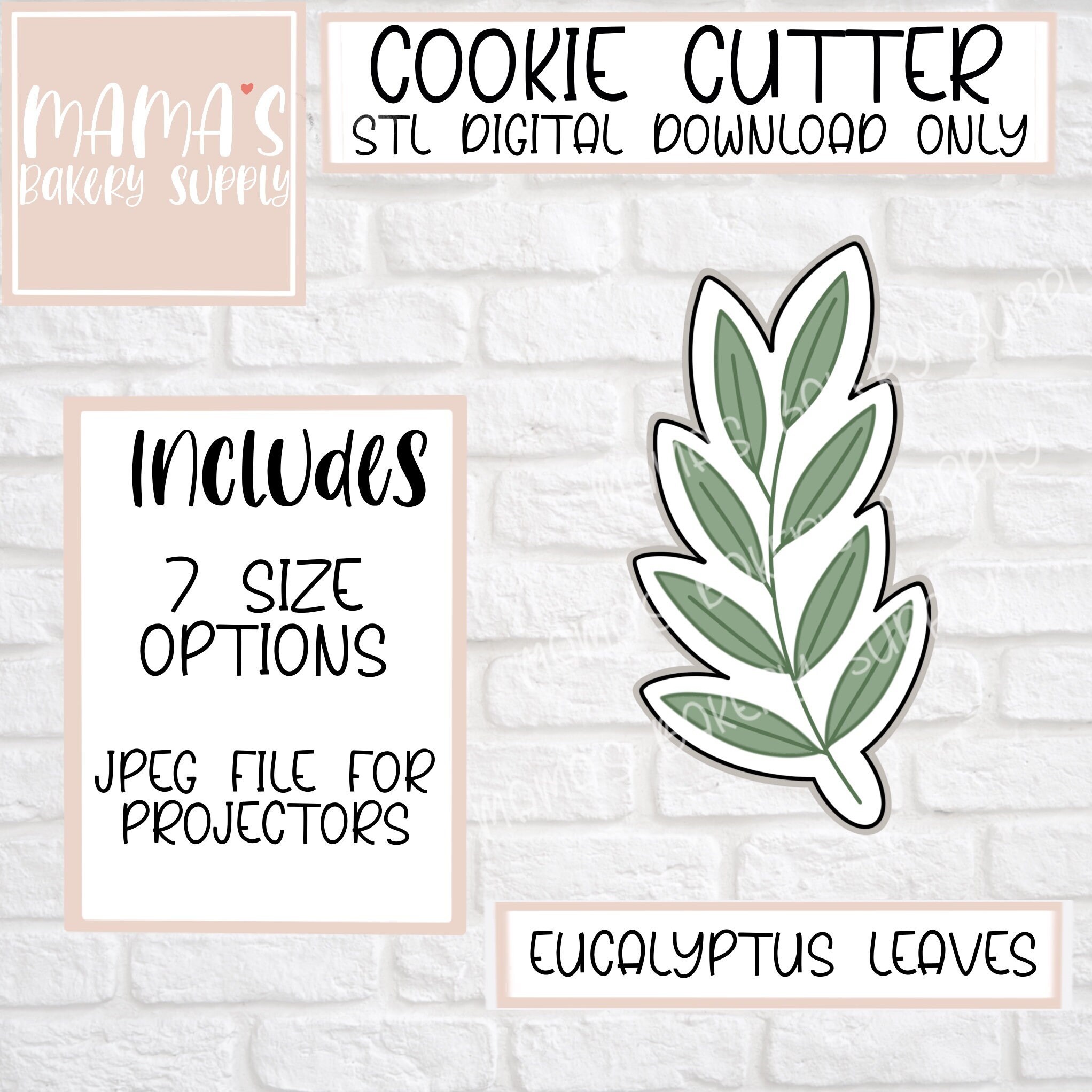 Eucalyptus Leaves Cookie Cutter STL File Digital Download - Etsy