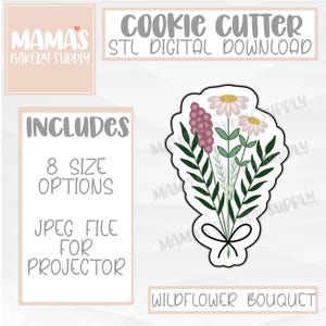 Wildblumen Blumenstrauß Cookie Cutter STL Datei digitaler Download