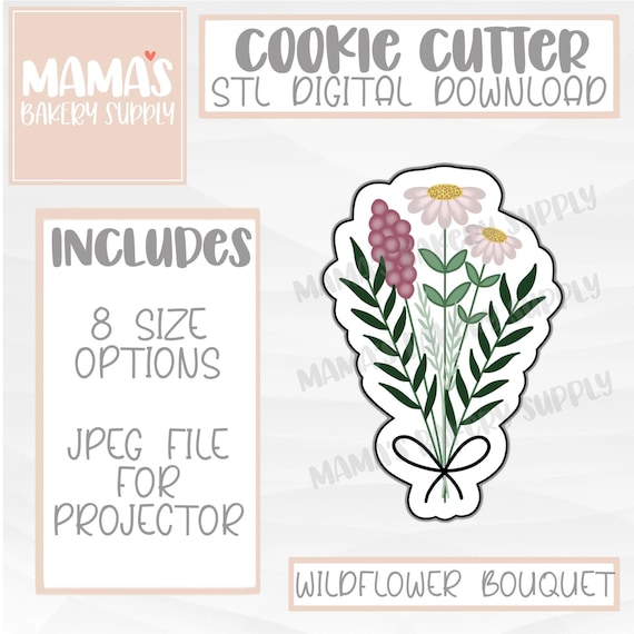 Wildflower Bouquet Cookie Cutter STL File Digital Download