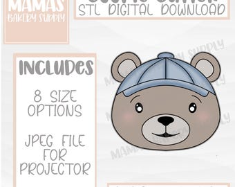 Teddy Bear Face with Hat Cookie Cutter STL File Digital Download