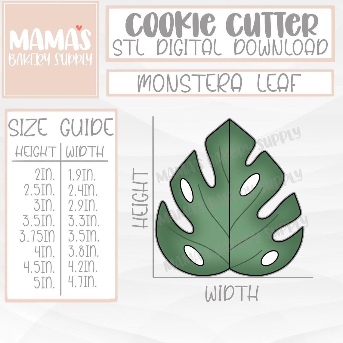 Monstera Jungle Leaf Cookie Cutter STL File Digital Download - Etsy