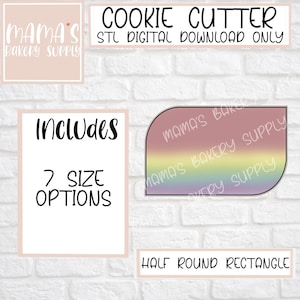 Half Rounded Rectangle Plaque Cookie Cutter STL File Digital Download