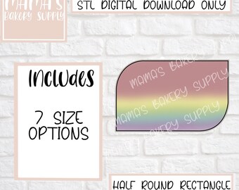Half Rounded Rectangle Plaque Cookie Cutter STL File Digital Download