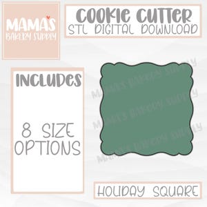 Moldura de placa quadrada de feriado, cortador de biscoitos, arquivo STL, download digital