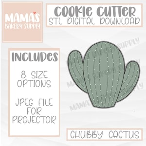 Chubby Cactus Cookie Cutter STL File Digital Download