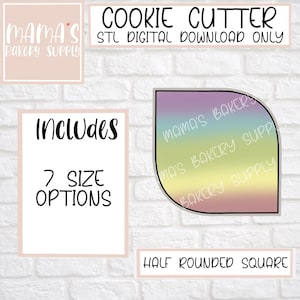 Half Rounded Square Plaque Cookie Cutter STL File Digital Download