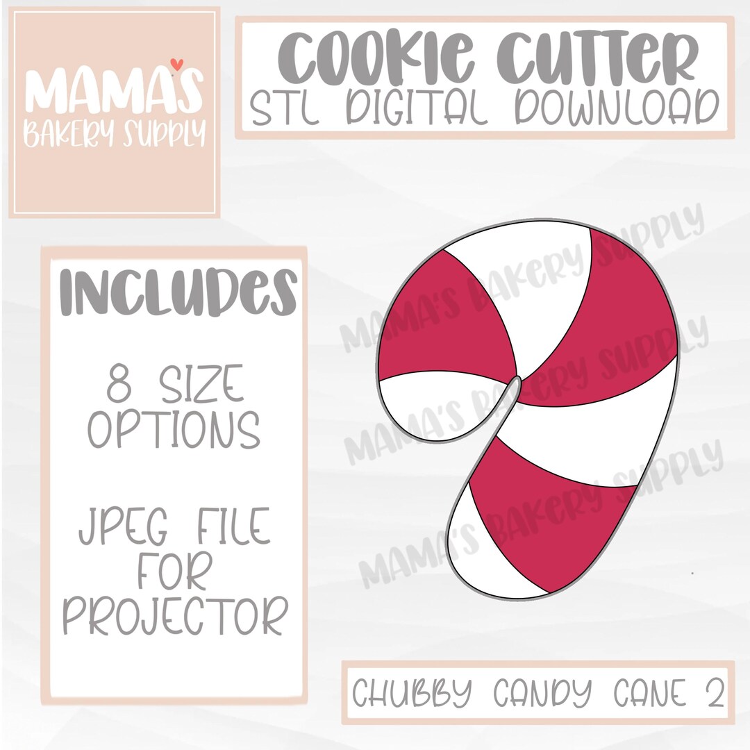 Chubby Candy Cane 2 Cookie Cutter STL File Digital Download - Etsy