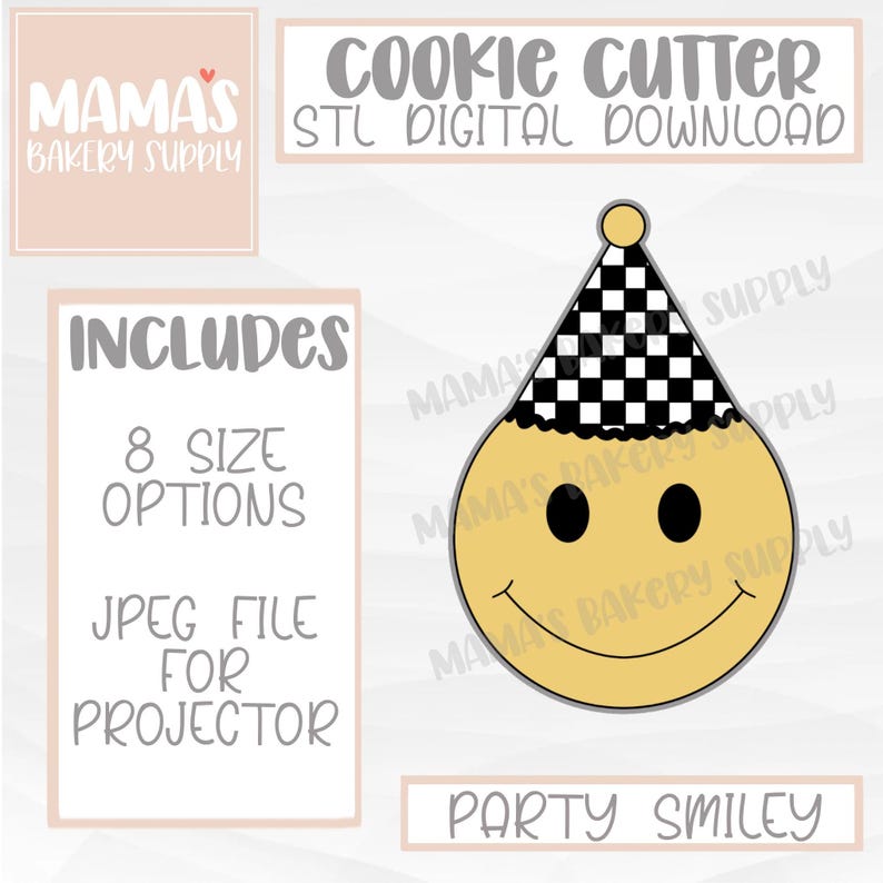 Birthday Smiley Face Cookie Cutter STL File Digital Download - Etsy