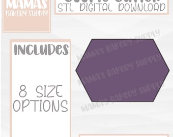 Elongated Hexagon Plaque Cookie Cutter STL File Digital Download