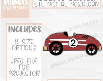 Vintage raceauto koekjesvormer STL-bestand digitale download