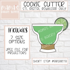 Short Stem Margarita Cookie Cutter STL File Digital Download