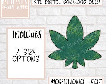 Marijuana Leaf Cookie Cutter STL File Digital Download