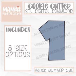 Block Number One - Number 1 - Cookie Cutter STL File Digital Download