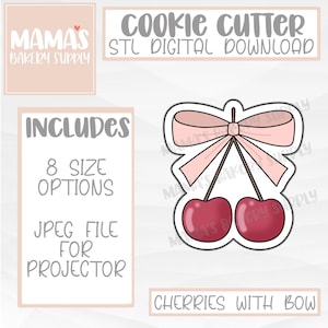 Cherries with Bow Cookie Cutter STL File Digital Download