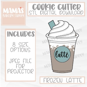 Frozen Latte Coffee Cookie Cutter STL File Digital Download