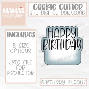 Alles Gute zum Geburtstag Plaque Cookie Cutter STL Datei Digital Download