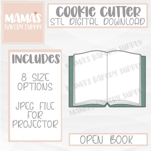 Open Book Cookie Cutter STL File (Digital Download)