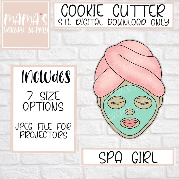 Spa Girl with Mask Cookie Cutter STL File Digital Download