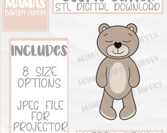 Sleepy Boho Teddy Bear Cookie Cutter STL File Digital Download