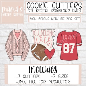 You Belong With Me Valentines Cookie Cutter Set STL File Digital Download
