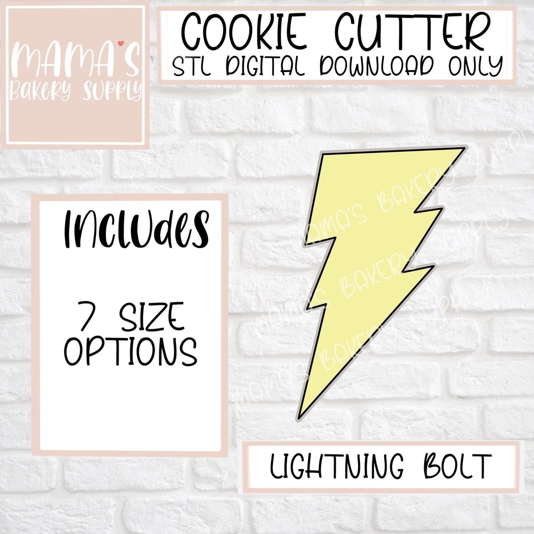 Lightning Bolt Cookie Cutter STL File Digital Download Etsy