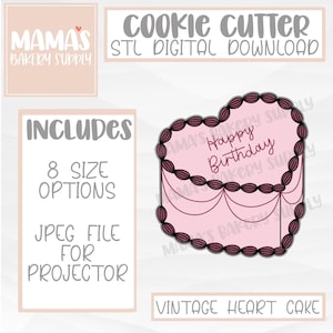 Vintage Herz-Kuchen-Ausstechform STL Datei digitaler Download