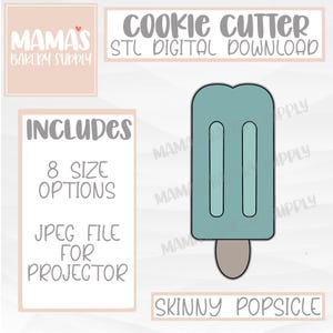 Skinny Popsicle Cookie Cutter STL File Digital Download