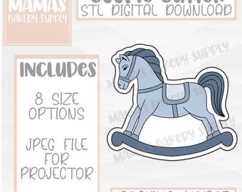 Cortador de galletas de caballo mecedor para bebé, archivo STL, descarga digital