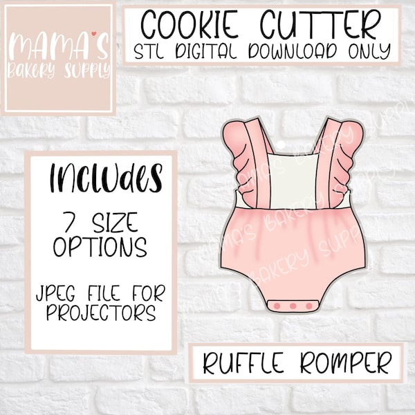 Baby Ruffle Romper Outfit Cookie Cutter STL File Digital Download