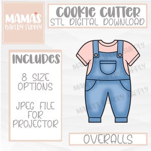 Baby Overalls Outfit Cookie Cutter STL File Digital Download