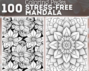 100 pages à colorier anti-stress mandalas | Livre de coloriage imprimable | Coloriages pour enfants et adultes | Coloriage numérique | Téléchargement numérique