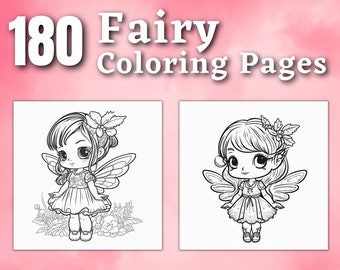 180 Fairy Coloring Pages | Printable Coloring Book | Coloring Pages for Kids | Printable Digital Coloring | Fairy Tale Book | Digital