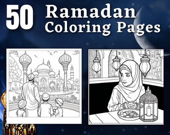 50 Ramadan Coloring Pages | Printable Coloring Book | Coloring Pages for Kids & Adults | Printable Digital Coloring | Islamic Gifts