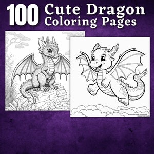 100 Drachen Malvorlagen | Druckbares Malbuch | Malvorlagen für Kinder | Druckbare digitale Färbung | Digitaler Download