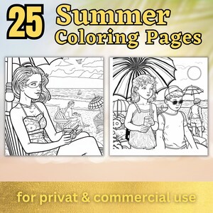 25 Summer Coloring Pages | Printable Coloring Book | Beautiful Coloring Pages for Kids | Printable Digital Coloring | Digital Download